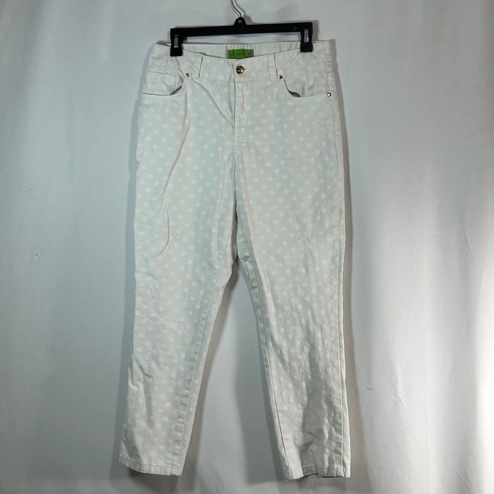 Banana Republic Women's White Polka Dot Straight Leg‎ Pants Size M a